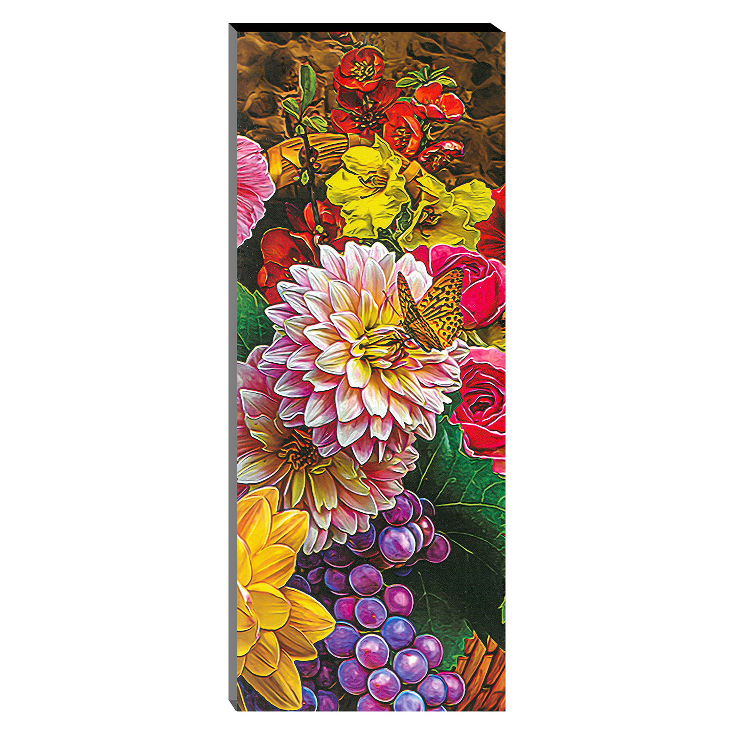 Indianara Set Of 3 Colourful Flowers Mdf Art Painting (3058Fl) Without Glass 4.5 X 12, 9 X 12, 4.5 X 12 Inch